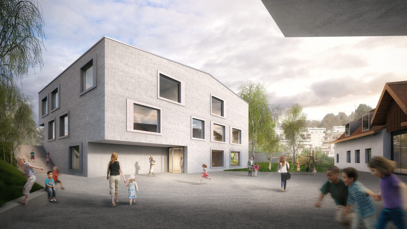 Construction d&rsquo;un complexe scolaire, classes enfantines et primaires avec salle de sport, 3ème prix